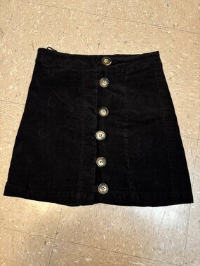 By Together black corduroy button-up mini skirt